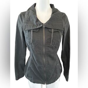 Revolution Khaki green Utility Jacket, zipper front, back elastic, Sz 4, Ex cond